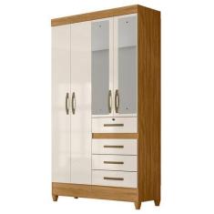Imagem de Guarda Roupa Sobral 110cm 4 Portas Freijó Off White Com Espelho Moval