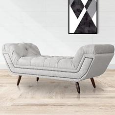 Imagem de Recamier Calçadeira Estofado Sienna Casal 140 Cm Linho Bege - LM DECOR