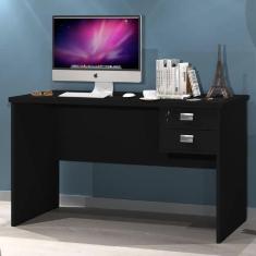 Imagem de Escrivaninha Mesa de Escritório 2 Gavetas com Chave 120cm Taurus J&amp;A Móveis - Preto