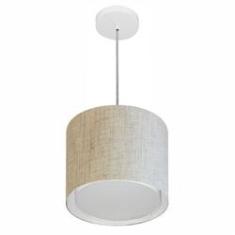 Imagem de Lustre Pendente Cilíndrico Duplo Md-4284 Cúpula em Tecido 30x30cm Rustico Bege - Bivolt