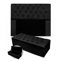 Imagem de Kit Cabeceira Casal Mirage 140 cm Mais Calçadeira Mirage 140 cm Suede 