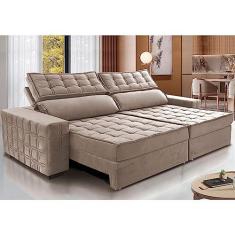 Imagem de Sofá Retrátil e Reclinável 3,15m Cama Inbox Big Star com Softgeld40 Velupluma Bege