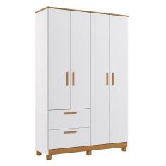 Imagem de Guarda Roupa Infantil Jujuba 4 Portas e 2 Gavetas - Permóbili Baby Nature/Branco