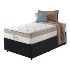 Imagem de Cama Box Baú Solteiro King Preto + Colchão Molas Ensacadas Houston Pillow Inn 96X203x70cm