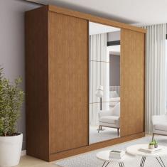 Imagem de Guarda-Roupa Casal Barcelona 3 Portas de Correr 4 Gavetas Carvalho - Minastex