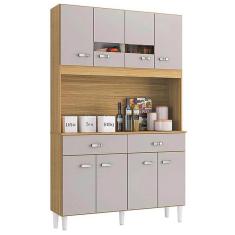 Imagem de Cozinha Compacta Manu 8 Portas 2 Gavetas Poquema Cor Damasco Off White