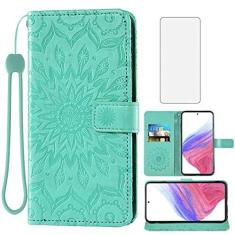 Imagem de Capa de telefone para Samsung Galaxy A53 5G 2022 carteira com protetor de tela de vidro temperado e capa flip fina de couro com suporte para cartão acessórios para celular Gaxaly A53 G5 Galaxies 53A