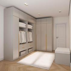 Imagem de Guarda-roupa Modulado de Canto 10 Peças 14 Portas Jade Cabecasa Madeiramadeira Cinza Urbano