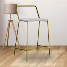 Imagem de Banqueta Alta Com Encosto Mili Industrial Cozinha Bistrô Ferro Dourado