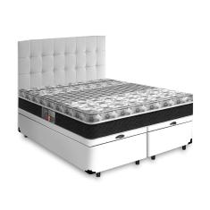 Imagem de Cama Box Baú + Cabeceira Cassis e Colchão Queen - Castor - Class Tecnopedic One Face - 158x198x67cm