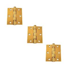 Imagem de Kit 3 Dobradiças Porta Inox Dourada Polida Brilho 3 1/2 X 3