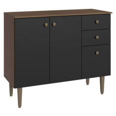Imagem de Balcão Gabinete 3 Portas 1 Gaveta Rustic/Preto Gourmet Madesa