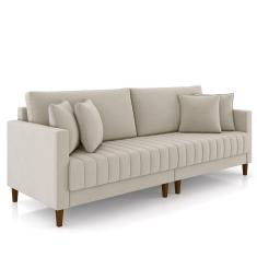 Imagem de Sofá 3 Lugares Living 216cm Linn K04 Veludo Bege - Mpozenato