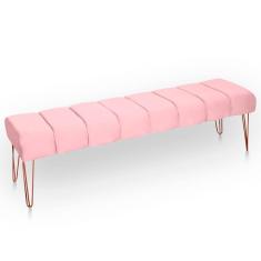 Imagem de Recamier Estofada Casal King Size Luxo Veludo Cor Rosa Bebe