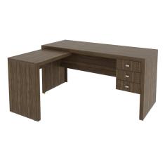 Imagem de Mesa para Escritório com Mesa de Apoio e 3 Gavetas ME4106 Nogal Tecnomobili