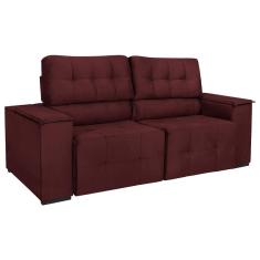 Imagem de Sofá Cama Retrátil Sala Vicenza 175cm Suede Cor Bordô
