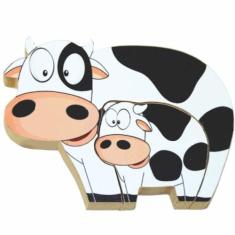 Imagem de Quebra Cabeça Zoo Filhotes Madeira - Vaca - Branco - 73722 - Maninho A