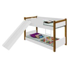 Imagem de Beliche Valentina  Juvenil + Colchões + Escorregador Branca - Divaloto