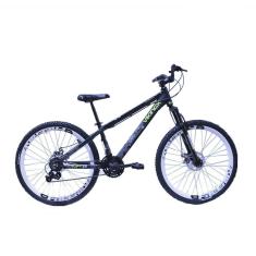 Imagem de Bicicleta Viking Tuff 30 Freeride Aro 26 Freio A Disco Cambios Shimano Preto Amarelo Neon Aro Branco