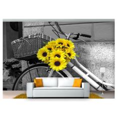 Imagem de Papel De Parede Cidade Bicicleta Flores 3D 6M² Ncd179