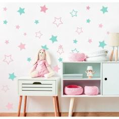 Imagem de Adesivo De Parede Decoração 50 Estrelas Sortidas entre tamanho 3cm e 10cm