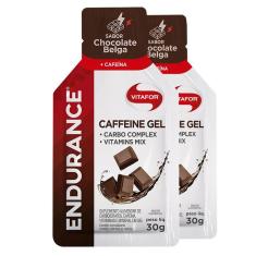 Imagem de Kit 2 Endurance Caffeine Gel Vitafor Caixa 12 sachês Chocolate Belga