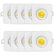 Imagem de Kit 10 Luminaria Spot LED COB 3W Embutir Quadrado Olho Móvel Eurolume Bivolt