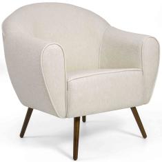 Imagem de Poltrona Decorativa Nina Para Sala Pés Palito Algodão Marfin - casaepoltrona