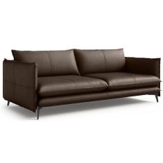 Imagem de Sofá Living 3 Lugares para Sala de Estar 200cm Dojin L07 Couro Café - Mpozenato