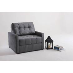 Imagem de Sofá Cama Uno em Linho 100cm Murilo Cinza