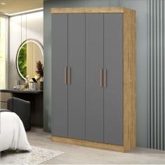 Imagem de Guarda Roupa Solteiro Paris 4 Portas Mdf Capuccino Onix Maxel Cappuccino/onix