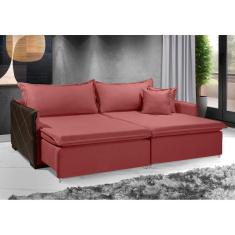 Imagem de Sofá Sem Caixa Retrátil Reclinável MÔNACO 2,40m ESTILO ESTOFADOS - França Linhosoft COR "Vermelho"