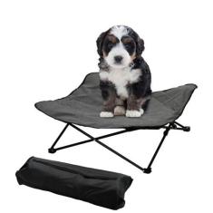 Imagem de Cama elevada para cães, cama dobrável portátil para animais de estimação para ambientes externos e internos, com bolsa de transporte acolchoada e confortável incluída espreguiçadeira de viagem para