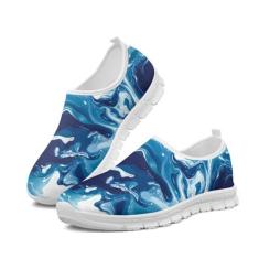 Imagem de GOSTONG Tênis masculino antiderrapante, sola macia, confortável, corrida ao ar livre, respirável, malha fresca, tênis de academia, branco, 34 a 48, Tie-dye, 36