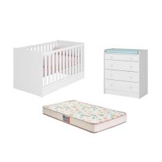 Imagem de Berço Mini Cama c/Colchão /Cômoda c/Trocador Branco-Fdecor