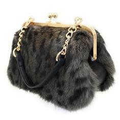 Imagem de Bolsas de mão luxuosas para noite - pele genuína de raposa, coelho e vison com estampas chiques, Multi, Small