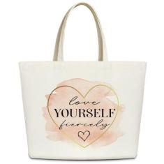 Imagem de Ziyouza Sacola feminina de lona para mulheres, bolsa fofa estética sacola reutilizável para viagens, férias, compras - C, Branco, One Size