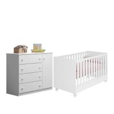 Imagem de Quarto de Bebê Helena Phoenix Baby + Berço 1344 Qmovi Branco