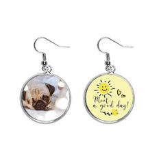 Imagem de Bulldog Pet Animal Lonely Picture Ear Drop Sun Flower Brincos Joias Fashion