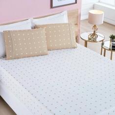 Imagem de Jogo De Lençol King Petit Poa 200 Fios 3 Peças - Caqui - Bia Enxovais