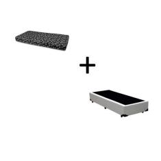 Imagem de Cama Box Solteiro 88 Tecido Sintético Branco Com Colchão New York Preto D28 - 100% Espuma - 54x88x188