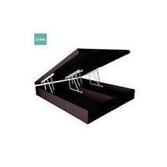 Imagem de Cama Box Baú Casal Bipartido Sintético Marrom 38x138x188 - RR COLCHOES