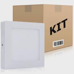Imagem de Kit 10 Painel Plafon Quadrado Luminária Sobrepor Led 18W Bivolt Branco Quente
