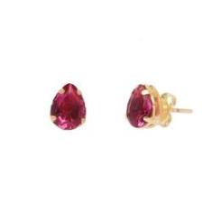 Imagem de Brinco Delicado Pedra Gota Pequeno Pink Folheado A Ouro 18k