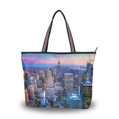 Imagem de My Daily Fashion Bolsa de ombro feminina para mulheres, Empire State Building New York Skyline Bolsas Grande, Multicoloured, Large
