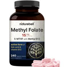 Imagem de Suplemento NatureBell Metilfolato 15 mg com metil B12 1.000 mcg