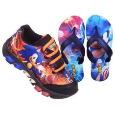 Imagem de Tenis De Led Infantil Sonic Laranja + Chinelo Lançamento