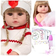 Imagem de Boneca Reborn Grande Loira Recém Nascida 46cm Lindos Itens