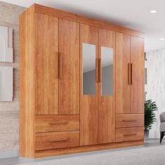 Imagem de Guarda-Roupa Casal com Espelho 6 Portas 4 Gavetas Verona Premium Cinamomo