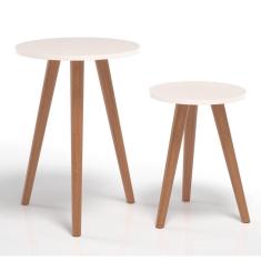 Imagem de Mesa Para Escritório Retrô Pé Palito Off White Brilhante